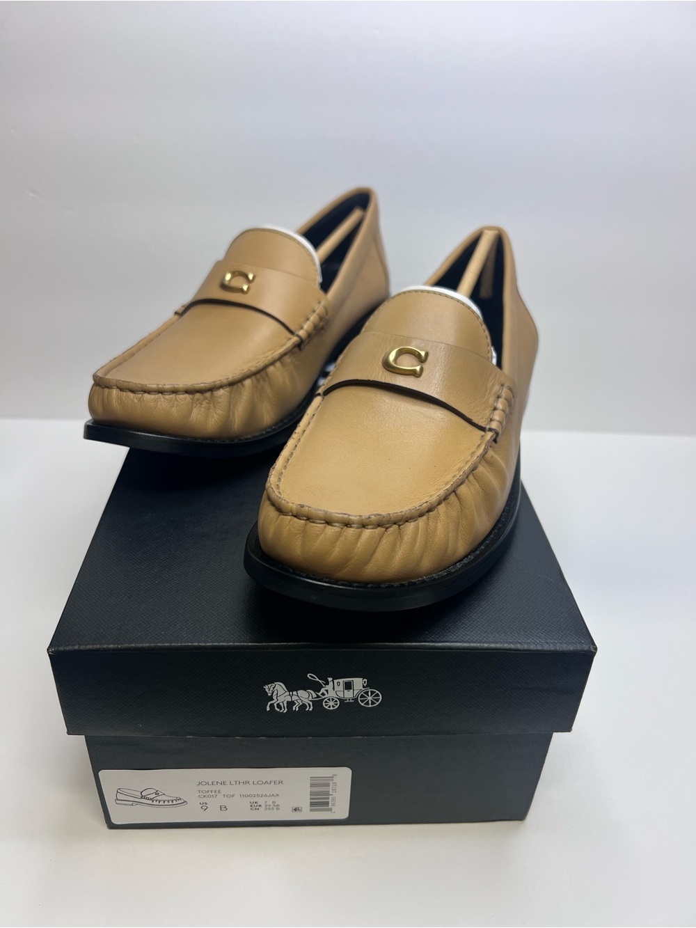 NEW COACH Jolene Raffia Loafer (Toffee) Women's Flat Shoes Size 9